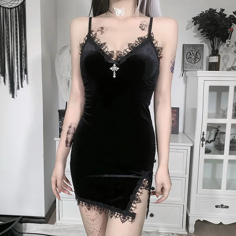 Dark Cross Black Mini Dress