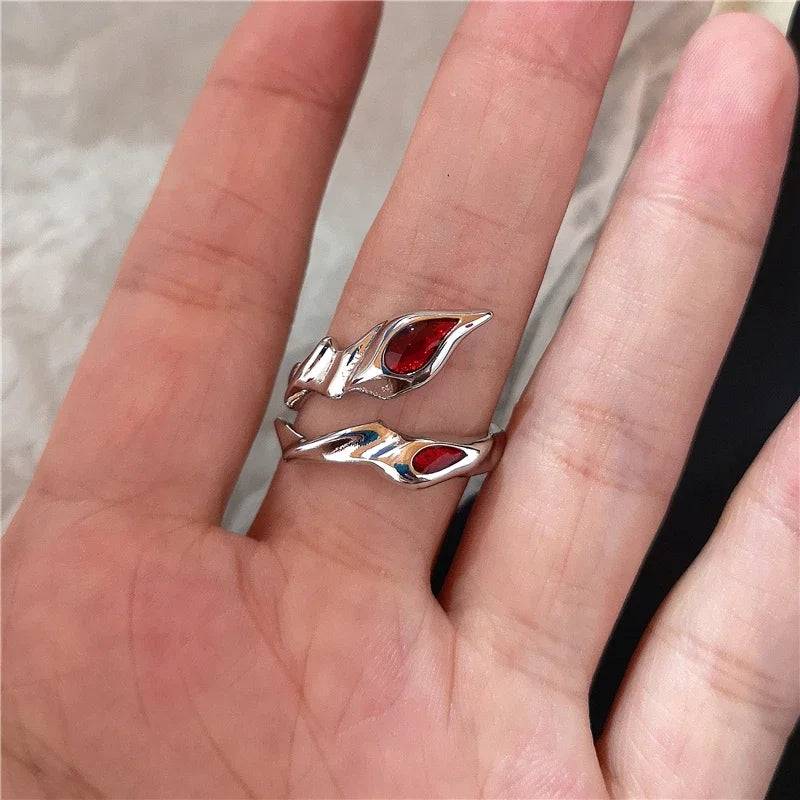 Goth Punk Retro Red Crystal Ring