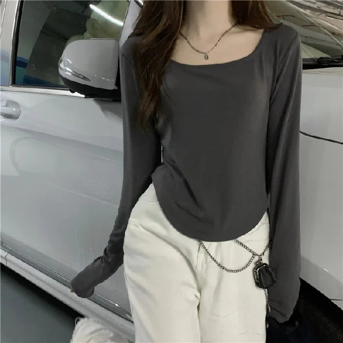 CALINER Square Neck Long Sleeve T-Shirt Women S