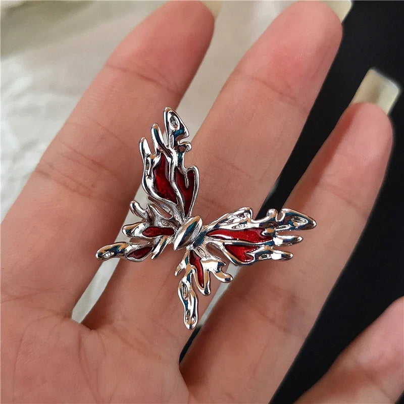 Goth Punk Retro Red Crystal Ring