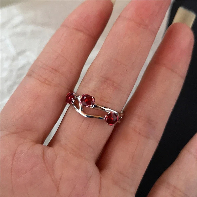 Goth Punk Retro Red Crystal Ring