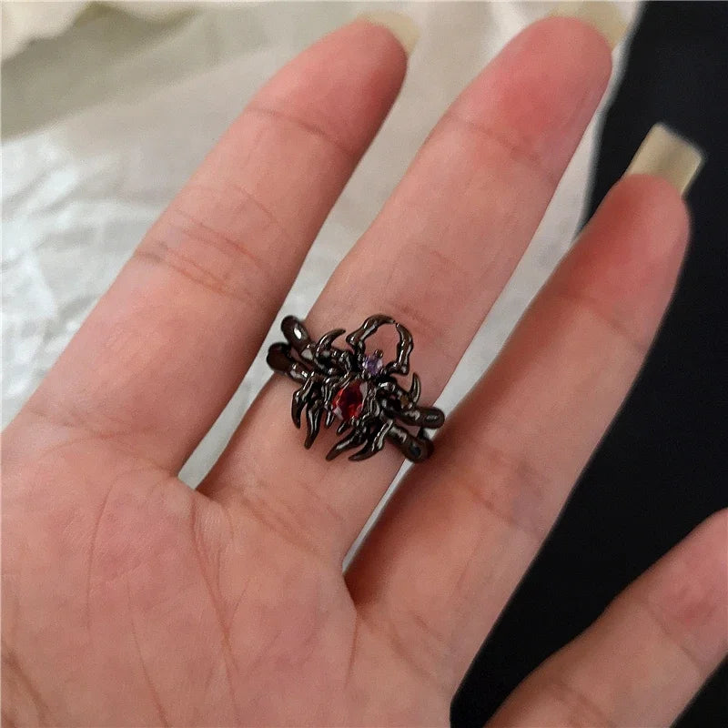 Goth Punk Retro Red Crystal Ring