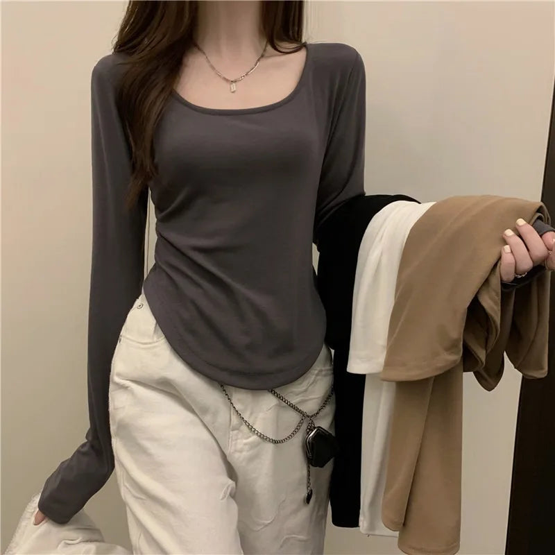 CALINER Square Neck Long Sleeve T-Shirt Women S
