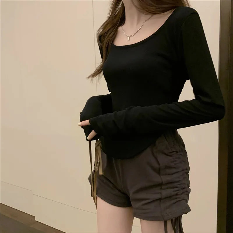 CALINER Square Neck Long Sleeve T-Shirt Women S