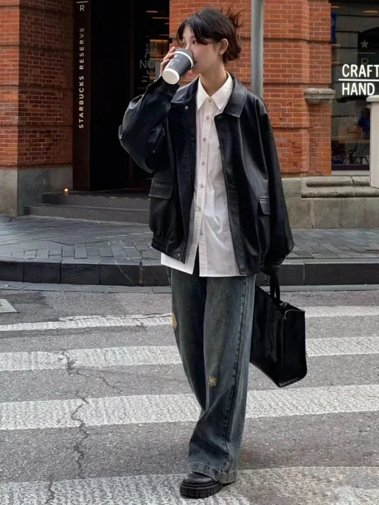 Vintage  Leather Jacket Oversized