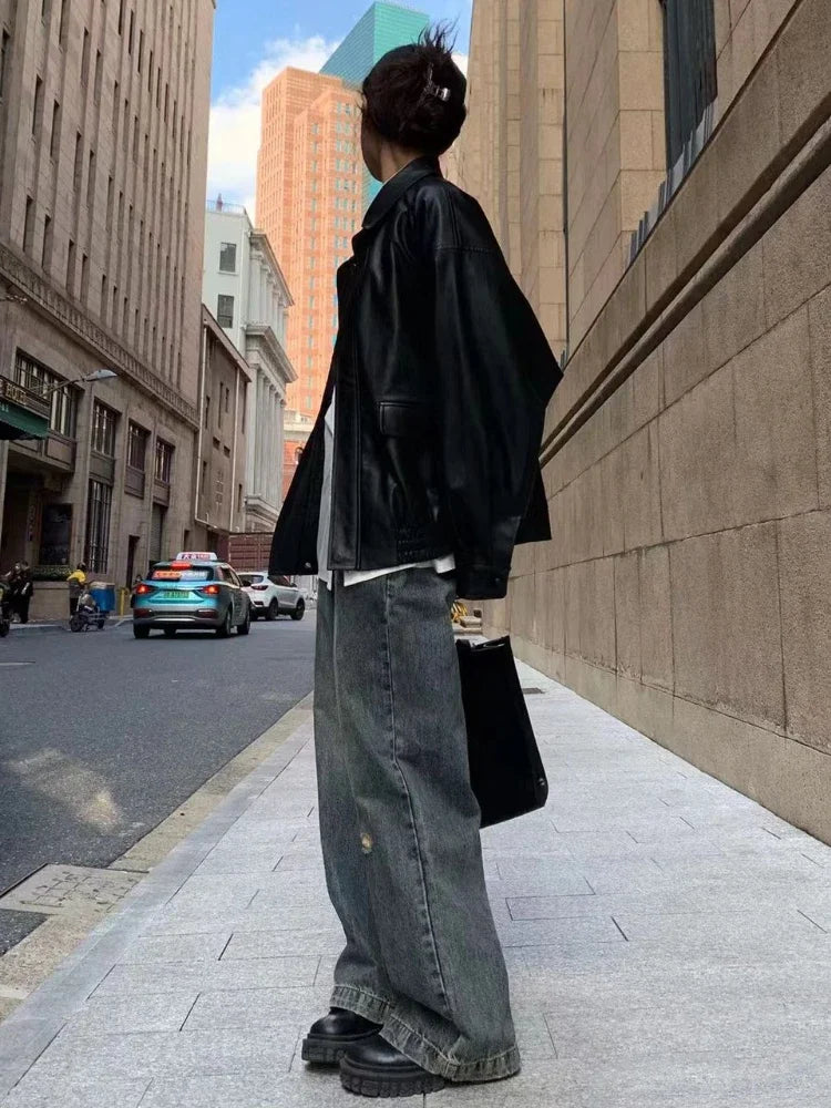 Vintage  Leather Jacket Oversized