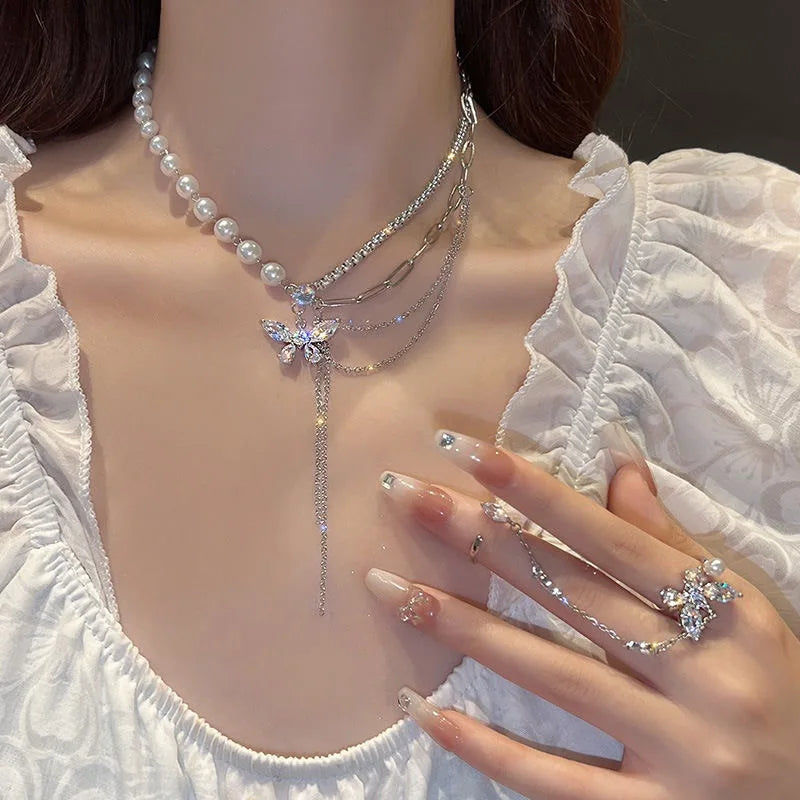 Aesthetic Double Chain Choker Necklaces