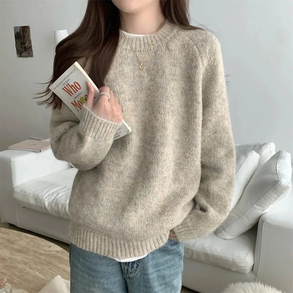 Women's Lazy Fit Round Neck Long Sleeve