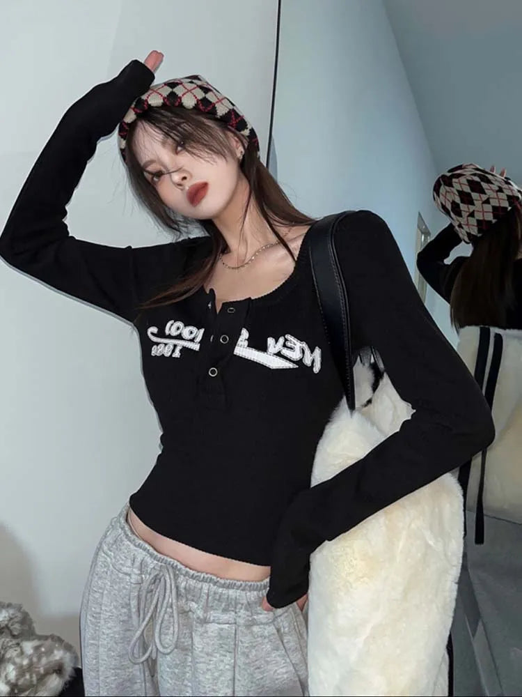 Sexy Slim Crop Top Retro Graffiti Print