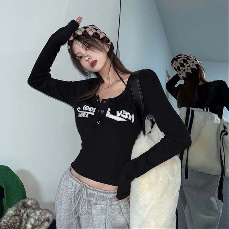 Sexy Slim Crop Top Retro Graffiti Print