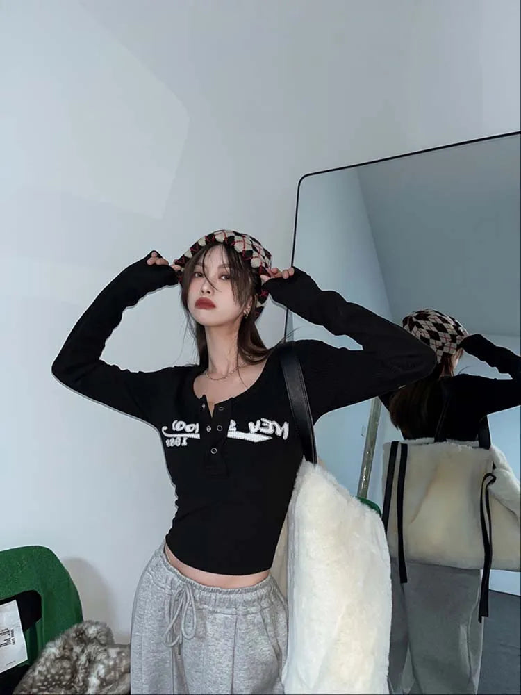 Sexy Slim Crop Top Retro Graffiti Print