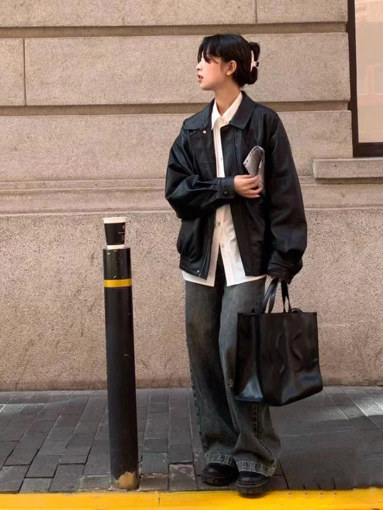 Vintage  Leather Jacket Oversized