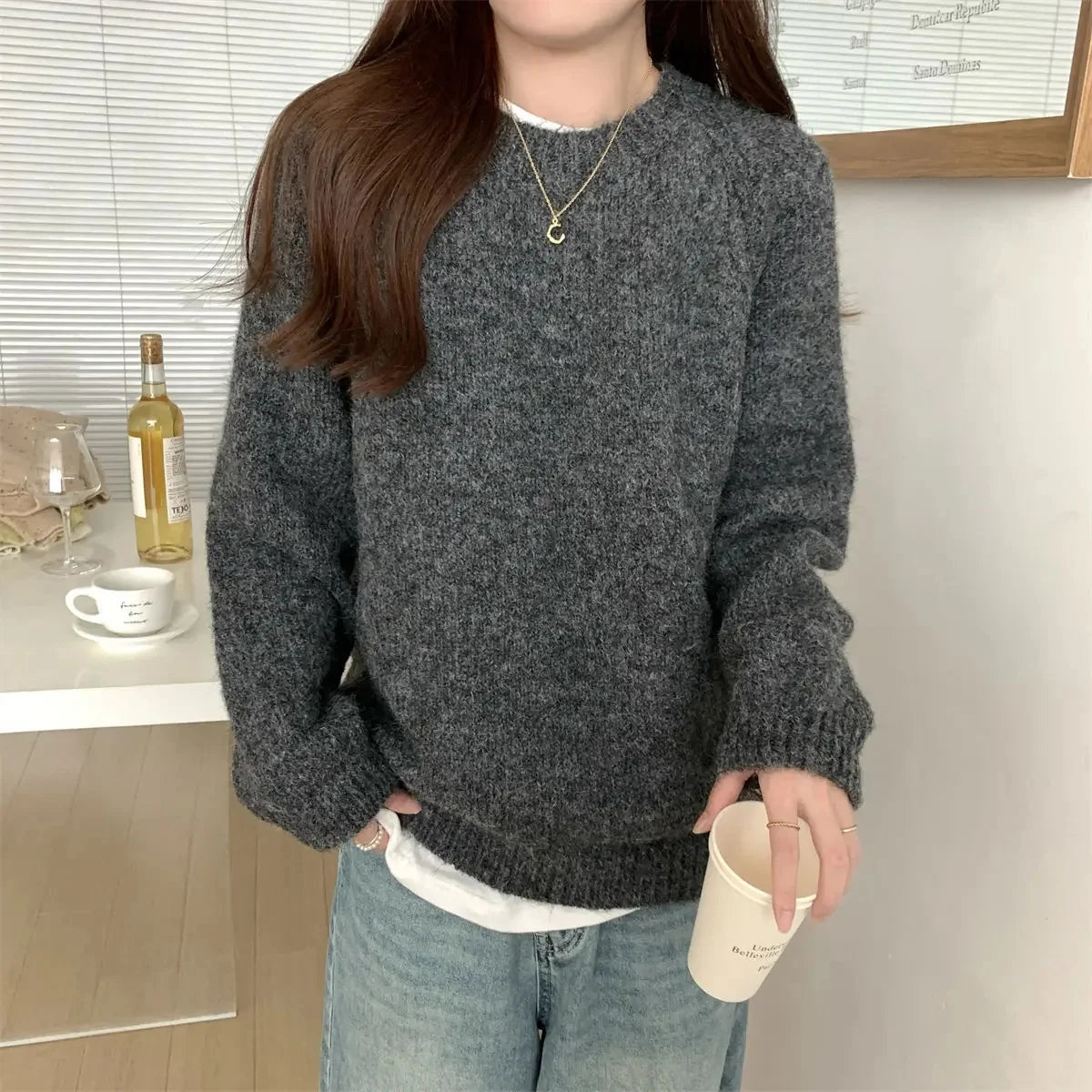 Women's Lazy Fit Round Neck Long Sleeve