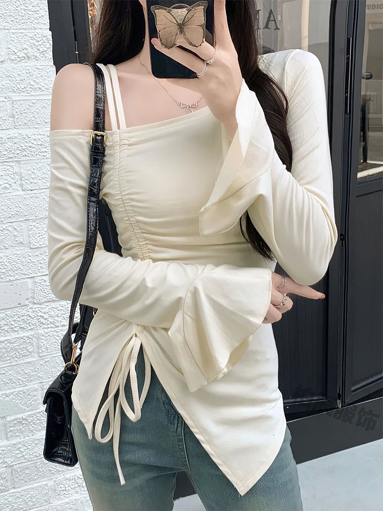 Ribbon White Off Shoulder Top