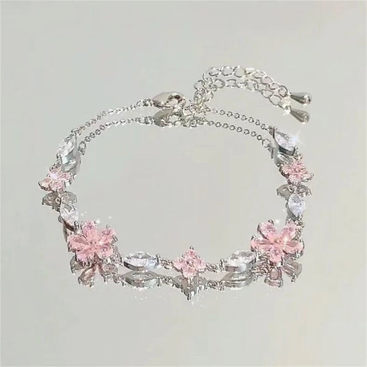 Korean Elegant Cherry Blossom Bow Zircon Bracelet