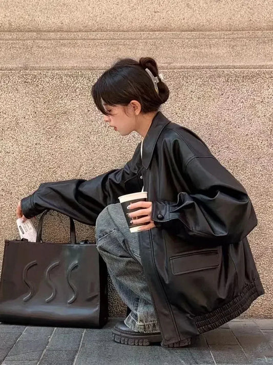 Vintage  Leather Jacket Oversized